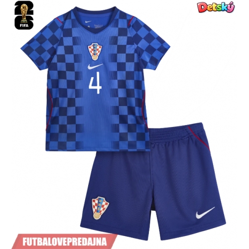 Lacne Dětský Futbalové dres Chorvátsko Josko Gvardiol #4 MS 2026 Krátky Rukáv - Preč (+ trenírky)